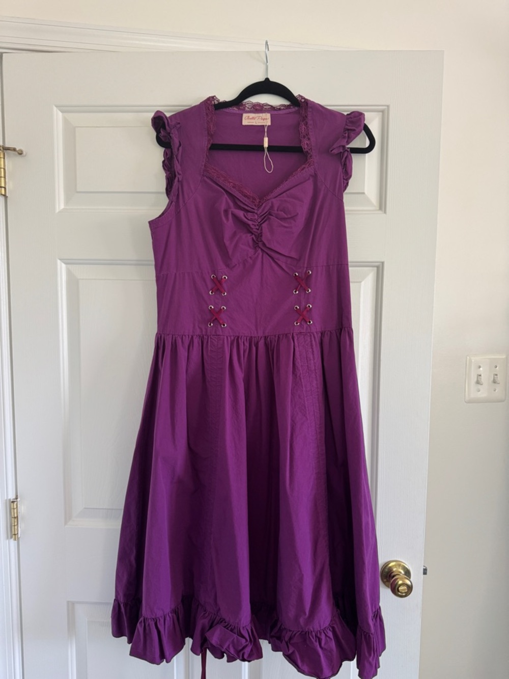 Sleeveless Purple Ruffle-Trim Casual Dress
